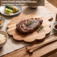 Accessoires de cuisine, ensemble de planches à découper en bois d'acacia avec poignées, 2 tailles, planches à découper en bois naturel, plateaux de service pour aliments