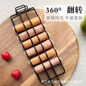 BBQ grill, BBQ basket, sausage <b>clips</b>, wooden handle, BBQ mesh <b>clips</b>, outdoor BBQ rack, non-stick BBQ basket, electrophoretic - Product Image 5