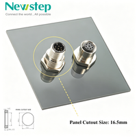 Newstep M12 Code 8-Pin Stecker-Buchse Schottverbinder IP67 Panelmontage Sensor-Durchgangsadapter Industrieller Vergoldeter Kupferanschluss