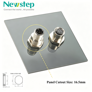 Connecteur traversant industriel Newstep M12 à 8 broches mâle-femelle, IP67, pour montage sur panneau, adaptateur de capteur, en cuivre plaqué or - Product Image 4