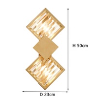 Lampe murale minimaliste en cristal d'acier inoxydable de chambre à coucher de salon de lumière nordique d'hôtel