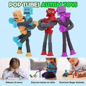 Juguete Robot Telescópico con Ventosa LED que Cambia de Forma, Tubos Sensoriales Pop Fidget para Niños 2024 - Product Image 3