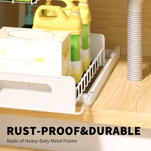 Organisateur d'armoire coulissant à 2 niveaux Étagère <span class=keywords><strong>coulissante</strong></span> Salle de bain <span class=keywords><strong>Cuisine</strong></span> Étagère sous évier - Product Image 5