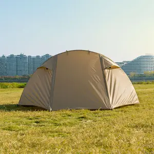 Barraca de acampamento ao ar livre para dormir, barraca dobrável portátil dupla canguru pequena com toldo à prova d'água
