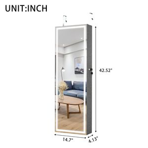 DB Fashion LED lumière bijoux stockage miroir armoire conception Simple pour porte ou tenture murale organisateur - Product Image 4