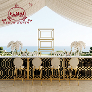 Barra de café móvil de acero inoxidable negro dorado para eventos de boda - Product Image 4