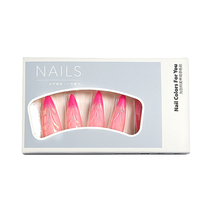 <span class=keywords><strong>Faux</strong></span> ongles à presser en ABS rose <span class=keywords><strong>flamme</strong></span> avec paillettes dorées, style stiletto tendance pour nail art, vente en gros - Product Image 3
