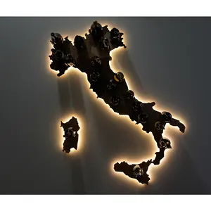 Portabottiglie di vino italiano di alta qualità portabottiglie a forma di italia in legno naturale per ristorante Bar Hotel - Product Image 1