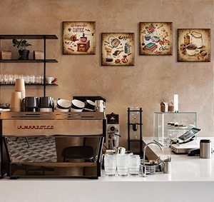 Wall Decor Vintage Coffee Poster Canvas Print Retro Brown 4 Panel Wall Paintings - Product Image 3