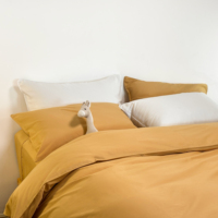 Luxe 100% Pima coton hôtel ensemble de literie Style moderne 400T chêne chamois couleur tissé housse de couette taies d'oreiller drap plat taies d'oreiller
