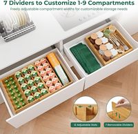 Organisateur de tiroir rectangulaire en bambou laqué extensible pour dosettes de café K-Cup, moderne, 28x28.2x4.8cm