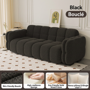 Sofá Moderno en Forma de L de Tres Plazas con Tapizado de Chenilla Crema y Brazos Acolchados para Sala de Estar, Apartamento o Dormitorio - Product Image 2