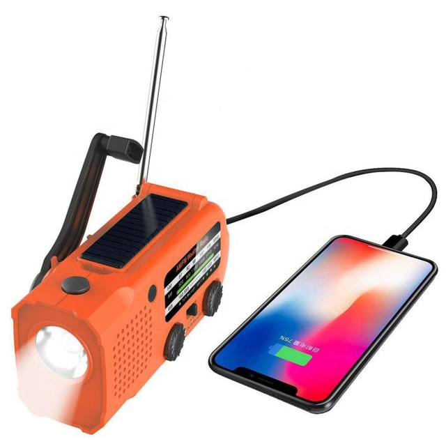 Portable Lightweight Emergency Radio Solar Powered Hand Crank with NOAA Weather LED Flashlight & SOS Alarm
