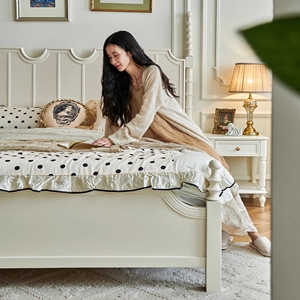 <span class=keywords><strong>Lit</strong></span> <span class=keywords><strong>double</strong></span> de 1,80 m en bois massif blanc crème avec <span class=keywords><strong>rangement</strong></span>, style antique, pour chambre principale - Product Image 3