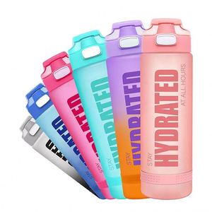 32oz Motivational Water Bottle with Time Marker Chug Lid, Leakproof BPA Free Tritan Wide Mouth - Product Image 4