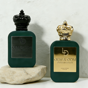 Custom Rectangle Matte Green Printed logo 30ml 50ml 100ml Empty Glass Luxury Perfume <b>Bottle</b> with <b>Plastic</b> Crown Lid - Product Image 3
