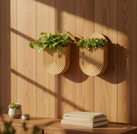 Pot Tanaman Dinding Bambu Desain Baru yang Elegan, Vas Bambu Gantung Dinding Gaya Boho untuk Dekorasi Rumah Dalam Ruangan