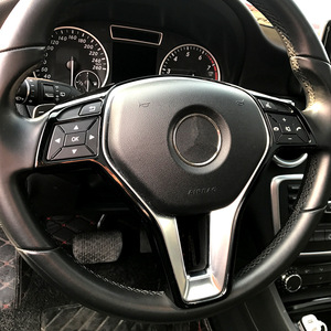 Mercedes-Benz Steering <b>Wheel</b> Trim Strips Piano Black Carbon Fiber Matte Silver 3 Spokes <b>Racing</b> Style ABS Material - Product Image 3