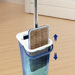 Serpillières plates en microfibre pour nettoyer les sols avec système d'essorage semi-automatique, ensemble serpillière et seau pour le nettoyage domestique - Product Image 2