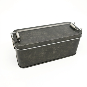 Wholesale Rectangular Double Clasp Tinplate <b>Box</b> Antique Black <b>Metal</b> Tin Can For Pineapple Pastry Biscuit Dessert Gift Packing - Product Image 2