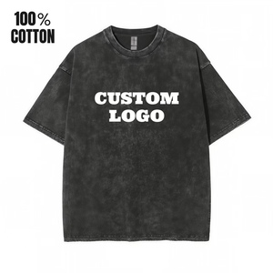 T-shirt vintage en coton épais à manches courtes, col rond, délavé, de haute qualité, personnalisable en gros pour hommes - Product Image 1