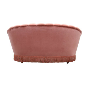 Canapé incurvé moderne suédois en velours rose avec frange Salon Tufté Petit canapé <span class=keywords><strong>2</strong></span> <span class=keywords><strong>places</strong></span> Glands Farmhouse Loveseat à <span class=keywords><strong>vendre</strong></span> - Product Image 4