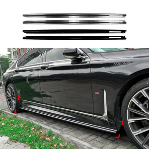 Bmw Side Skirts Piano Black Carbon Fiber Texture For 7 Series G12 M Sport 2016 2022 Abs Material - Product Image 1