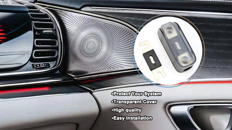 Automotive EV Audio ANL Inline Fuse Holder Block Frosted Nickel With 100 Amp Fuse