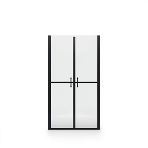 Clear ESG Shower Door 36.6''-37.8''x74.8'' <b>Black</b> <b>Frame</b> Minimalist Hinge Style Tempered Glass 6mm Rectangular - Product Image 1