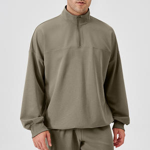 Sudadera Deportiva de Invierno para Hombre YEL415, Cuello Alto Holgado, Manga Larga, Media Cremallera, Informal, para Entrenamiento y Fitness, de Felpa Sólida - Product Image 4