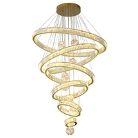 Lustre moderne de luxe en cristal K9 avec strass et boules de cristal, luminaire suspendu LED pour villa à plafond haut, escalier, hall d'hôtel