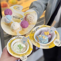 Support en papier pour mini cornets de crème glacée, plateau anti-goutte, logo personnalisé