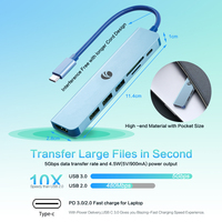 Hub USB C Multipuerto VCOM de 5 Gbps, Estación de Acoplamiento para Computadora, HDMI 4K, Carga PD3.0 de 100 W, Lector de Tarjetas SD y TF