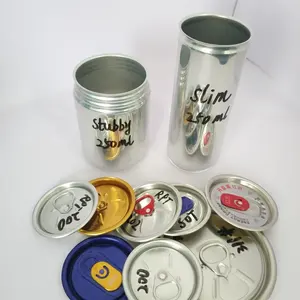 Label logam kustom dapat dicetak 250ml 330ml 300ml 500ml kosong hitam Aluminium kemasan kaleng soda dan tutup untuk minuman lembut