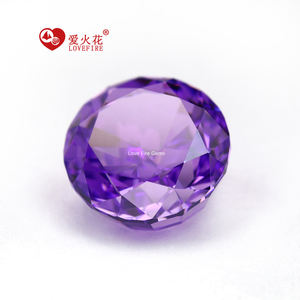 Wuzhou harga pabrik 4K pecahan es potong ungu anggrek bentuk bulat permata Cz 4mm-16mm 5A + kualitas zirkonia kubik sintetis yang tersedia - Product Image 6