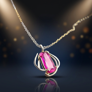 Bijoux de luxe pour femmes en argent sterling 925 de haute qualité, pierre précieuse naturelle tourmaline rose taille radiant, motif floral, pour mariage - Product Image 3