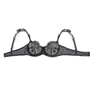 Plus La Taille Des Femmes Sexy Fleur Transparente Dentelle Soutien-Gorge et Culotte Ensemble Fille Brodée Ensemble Brassière Sous-Vêtements Féminins - Product Image 5