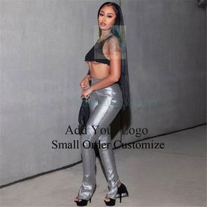 Leggings pour femmes en similicuir noir avec fermeture éclair, vente en gros - Product Image 2