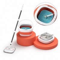HOLAMOPA Innovador juego de cubo de fregona plegable con centrifugadora y fregona plana para almacenamiento compacto y envío global