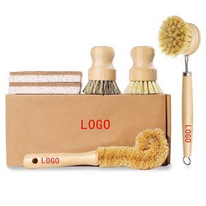 Juego de Cepillos para Platos de Bambú con Logotipo Personalizado, Herramientas Multiusos para Limpiar Platos, Ollas, Sartenes y Botellas con <span class=keywords><strong>Cerdas</strong></span> <span class=keywords><strong>Naturales</strong></span> - Product Image 1