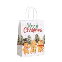 Sac cadeau rectangulaire personnalisable en papier kraft avec logo estampé or, poignée intégrée, impression offset pour anniversaire et Noël