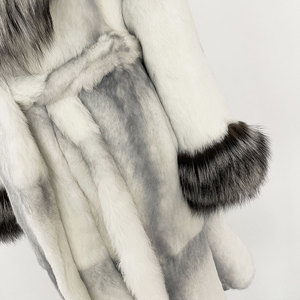 OFTBUY Winter <strong>Women</strong> Coat Hooded Belt Natural Rabbit Fur <strong>Jacket</strong> Ladies Real Rabbit Fur Coat Thick Warm Long Outerwear Casual - Product Image 6