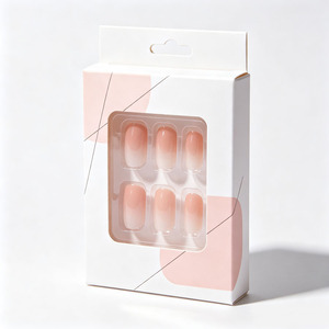 Boîte d'emballage vide pour faux ongles à presser, en gros, avec fenêtre de présentation et plateau d'insertion en plastique pour ongles artificiels - Product Image 1