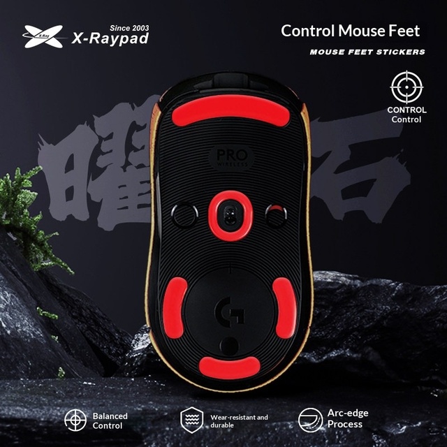 X-Raypad Obsidian Arc Shape Wear Resistant Control Type Smooth Glide 6.5mm 40Pcs Universal Fit GPW Viper Gaming Mouse Skates