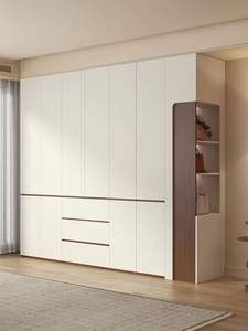 <span class=keywords><strong>Armoire</strong></span> murale sur mesure |   <span class=keywords><strong>Armoire</strong></span> de chambre à coucher de style moderne |   Design segmenté bicolore avec vitrine et coiffeuse - Product Image 3