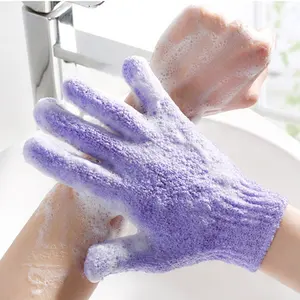 Двухсторонние отшелушивающие перчатки для тела скруббер перчатка для очистки ванны варежки скрабы для душа