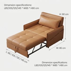 Sofá Cama Modular Moderno 3 en 1 con Almacenamiento, Respaldo Ajustable, Tapicería de Cuero y Estructura de Hierro para Sala de Estar - Product Image 6