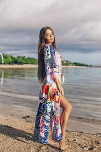 <span class=keywords><strong>2022</strong></span> derniers maillots de bain personnalisés pour femmes couvertures été mode sexe ouvert avant Long Kimono imprimé femmes Bikini couvrir - Product Image 5