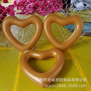 Anillo de natación inflable en forma de corazón de 85 cm, color dorado engrosado, para deportes acuáticos infantiles - Product Image 2
