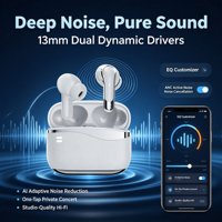 Écouteurs de jeu sans fil intra-auriculaires Mini TWS avec réduction de bruit active (ANC) et environnementale (ENC), et application d'assistant IA pour le sport et la musique